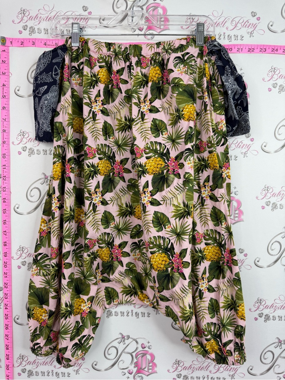 Romper Tropical Pineapple Print Jumpsuit - Pink